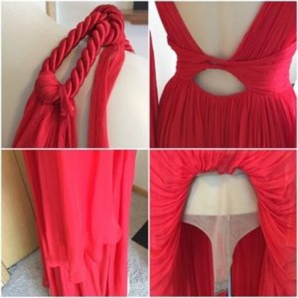 DUNDAS Deep V-Neck Sleeveless Silk-Chiffon Gown - Picture 4 of 8